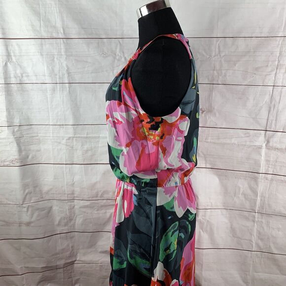 MSK Dress Floral Midi Party Wedding high-low Jeweled 8 M Kaftan lined elastic - Picture 12 of 16